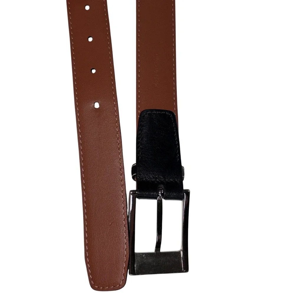 Johnston & Murphy Belt Mens Leather Classic Excellent Stitching 34 Black